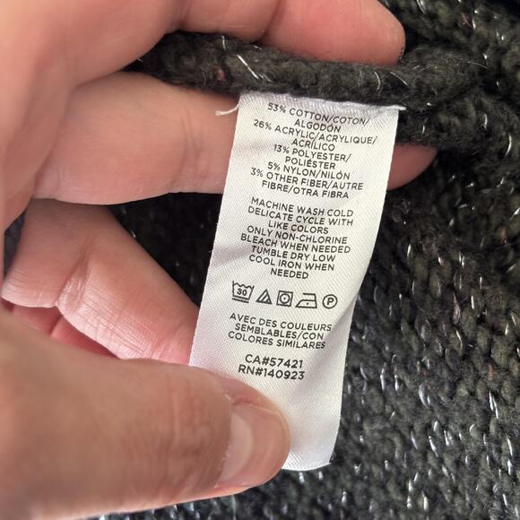 LOFT Poncho Sweater XS/S Hunter Forest Metallic Lounge Comfy Cozy Oversized Cowl - Picture 11 of 12